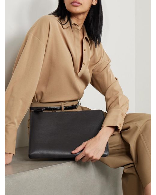 Lemaire Black Textured-Leather Pouch