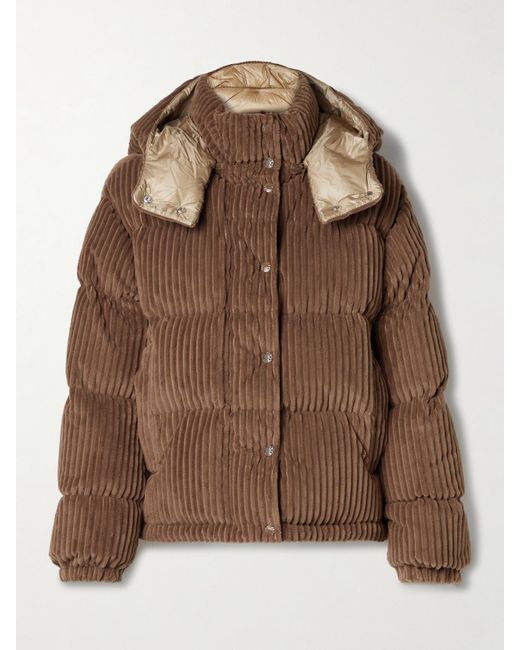 Moncler Brown Daos Hooded Padded Quilted Corduroy Down Jacket