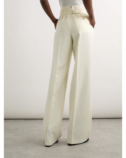 Alexander McQueen White Hose Mit Weitem Bein Aus Woll-Twill Mit Bügelfalten