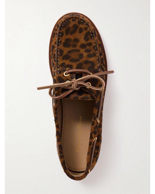 Gianvito Rossi Brown Vandée Leopard-Print Suede Boat Shoes