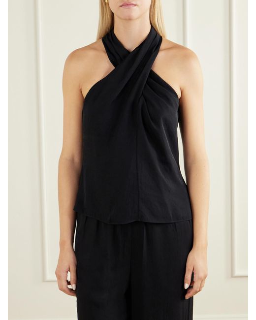 Theory Blue Crepe Halterneck Top