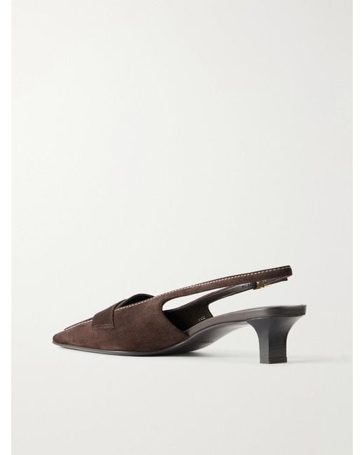 Tod's Brown 40 Logo-Detailed Suede Pumps