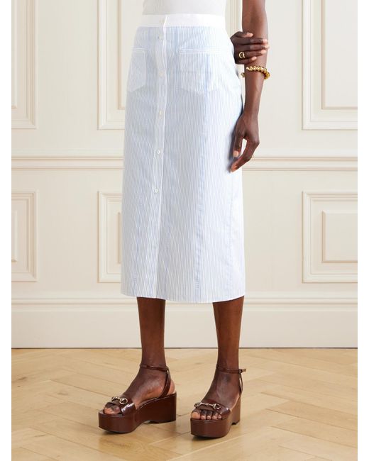 Jupe Midi En Popeline De Coton À Rayures Lido Gucci en coloris White