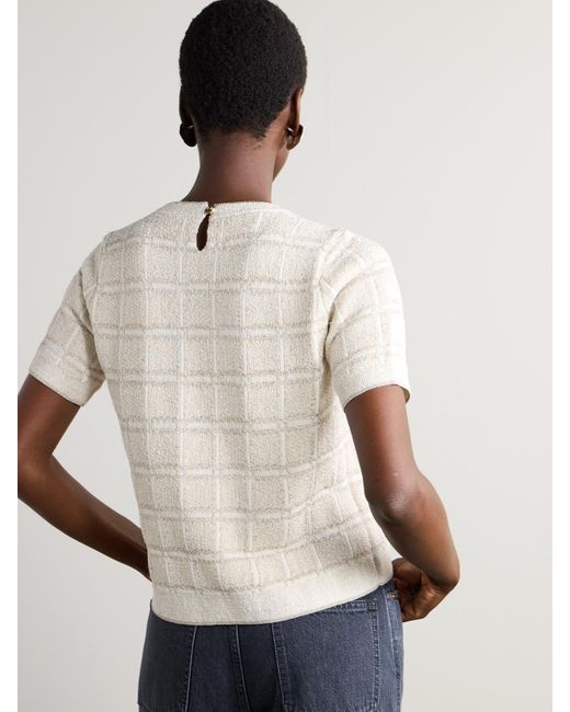 Gucci Natural Checked Metallic Wool-Blend Sweater
