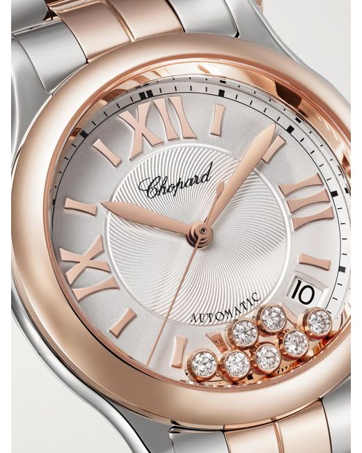 Chopard Metallic Happy Sport Automatic 36Mm 18-Karat Rose, Stainless Steel And Diamond Watch