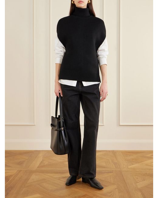 Totême Black Wool-Blend Turtleneck Sweater