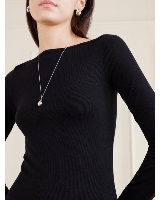 ÉTERNE Black Ribbed Jersey Mini Dress