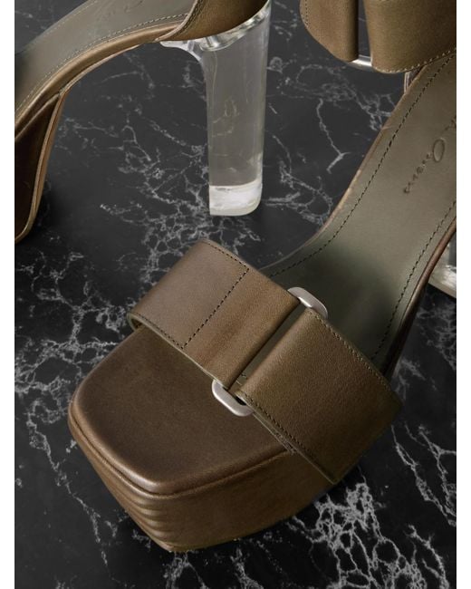 Rick Owens Black Leather Platform Sandals