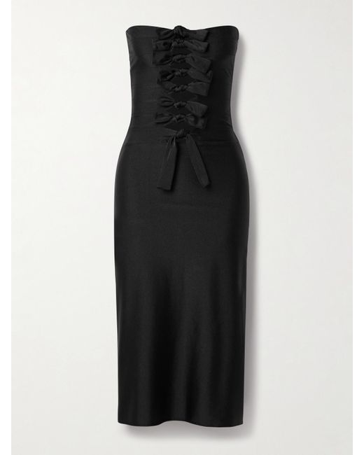 Coperni Black Strapless Knotted Cutout Stretch-Jersey Midi Dress
