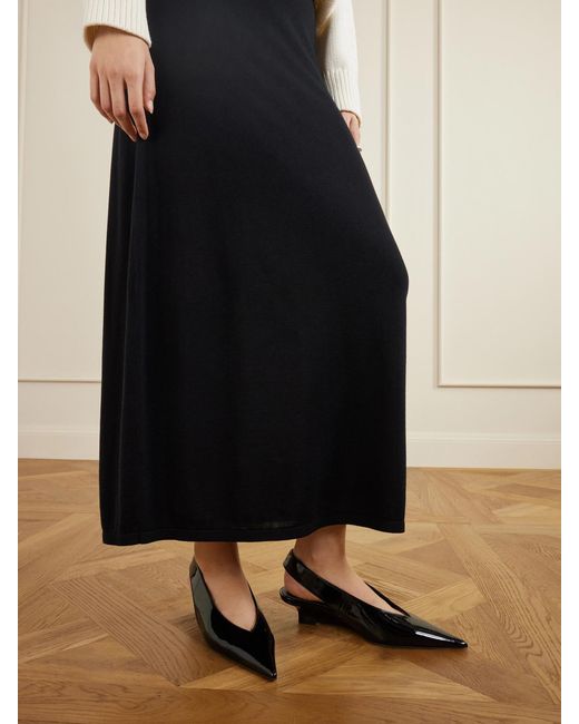Totême Black The Wedge Patent-Leather Slingback Pumps