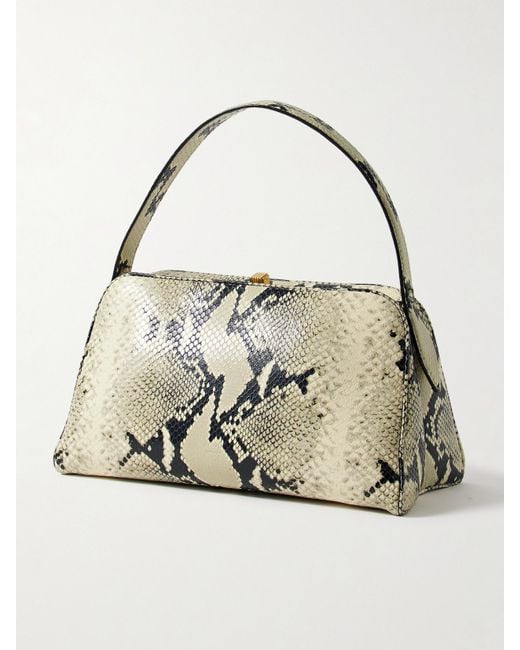 Khaite Metallic Cate Tote Aus Leder Mit Schlangeneffekt