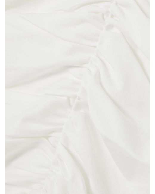 Kika Vargas White Kath Ruched Twill Mini Dress