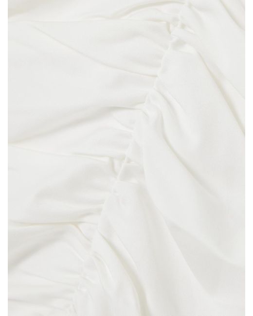 Kika Vargas White Kath Ruched Twill Mini Dress