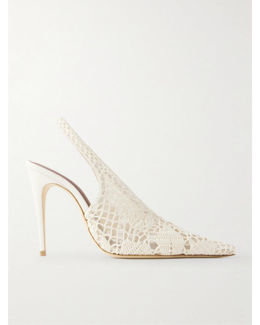 Magda Butrym Natural Crocheted Cotton-Blend Slingback Pumps