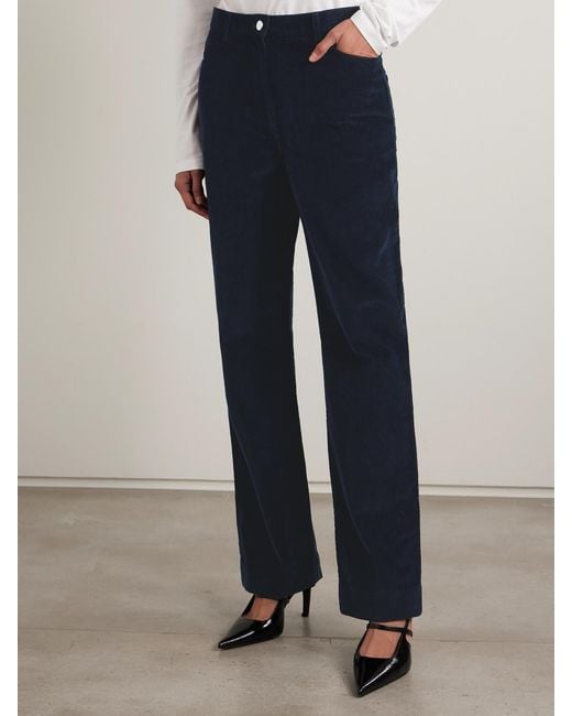 Totême  Blue Cotton-Corduroy Straight-Leg Pants