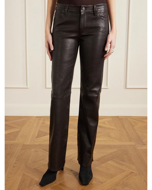 FRAME Black Rodeo Leather Bootcut Pants