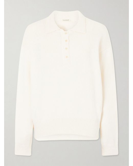 Kallmeyer White Chessy Cotton And Wool-Blend Polo Sweater