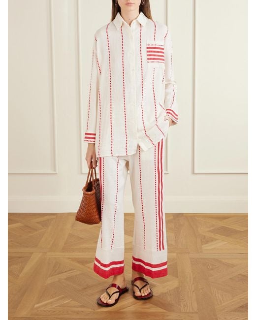 Lemlem Red Mariam Cotton-Gauze Shirt