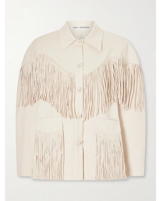 Alix Of Bohemia Natural Jude Fringed Cotton-Canvas Jacket