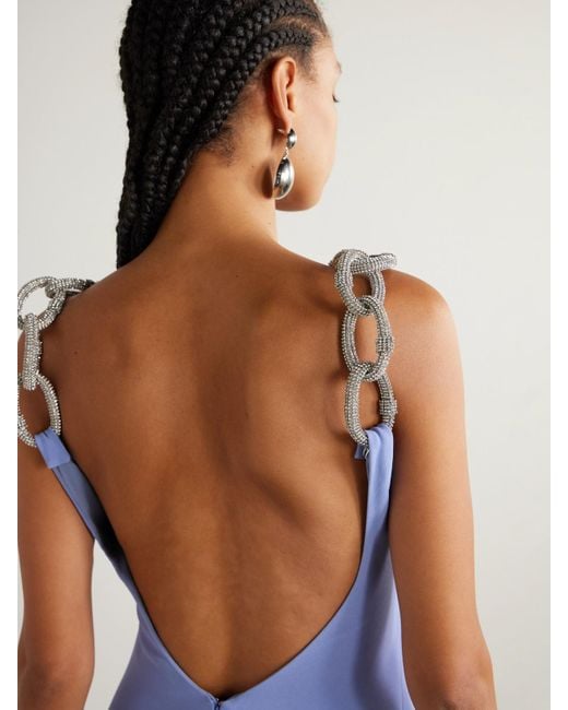 Stella McCartney Blue Robe Aus Crêpe Mit Verzierungen