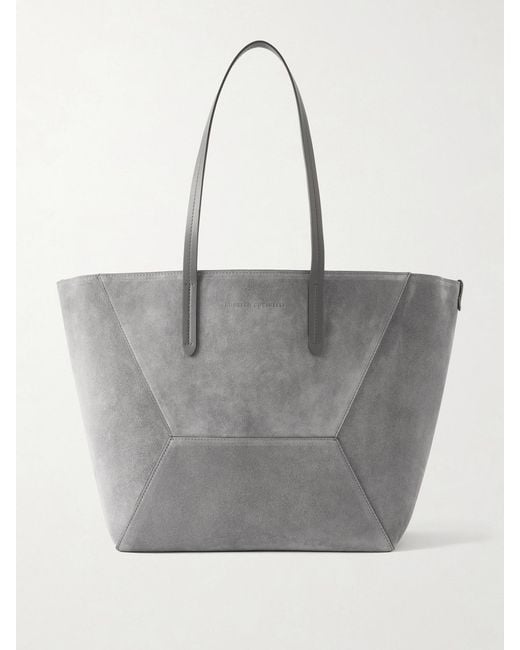 Brunello Cucinelli Gray Maxi Suede Tote