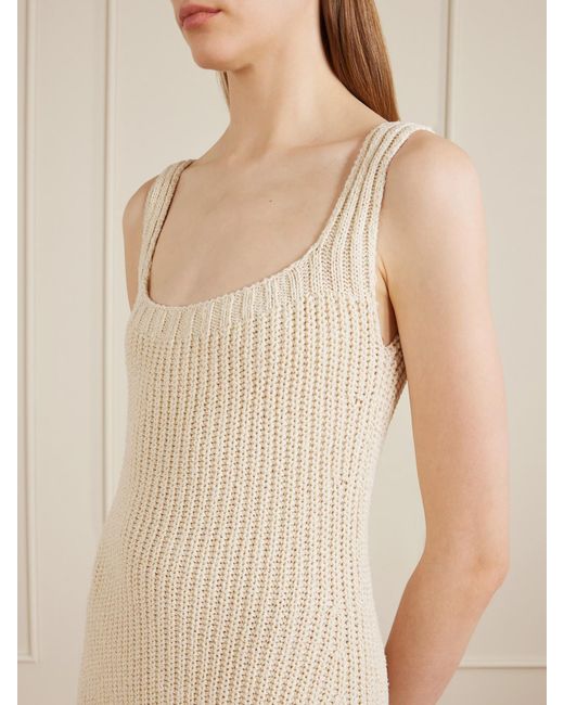 Khaite White Lex Crocheted Silk And Cotton-Blend Midi Dress