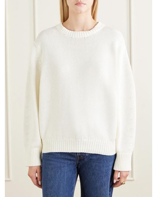 Totême White Oversized Organic Cotton-Blend Sweater