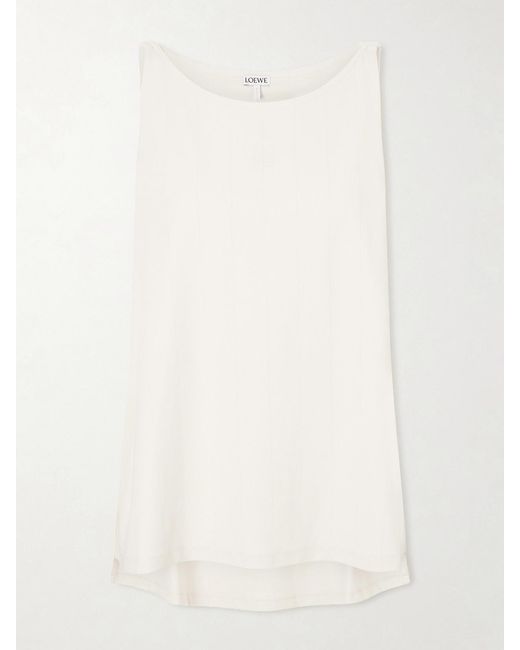 Loewe White Anagram Embroidered Ribbed-Knit Tank Top