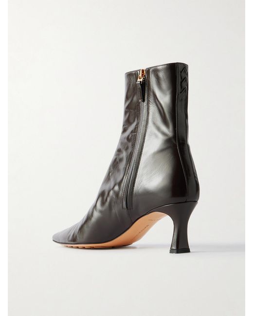 Bottega Veneta Black Sofia Glossed-Leather Ankle Boots