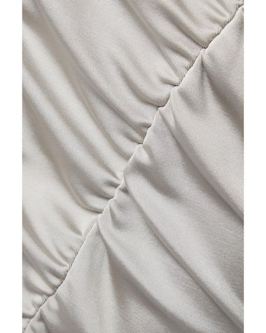 Et Ochs Gray Autumn Asymmetric Gathered Satin-Jersey Mini Dress