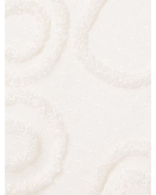 Ulla Johnson White Valentina Appliquéd Pointelle-Knit Midi Dress