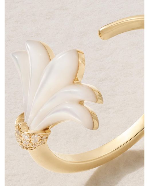 L'Atelier Nawbar Natural Mini Psychedeliah Vine Ring Aus 18 Karat Mit Perlmutt Und Diamanten