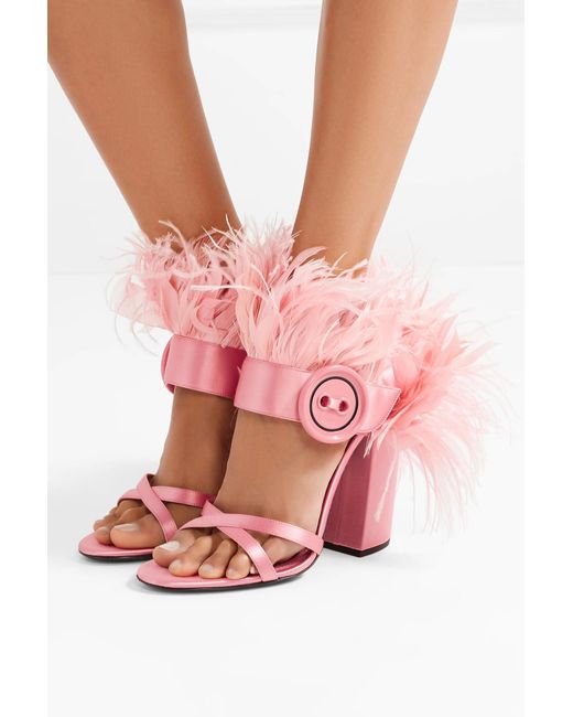 Prada Satin Sandals in Pink | Lyst Canada