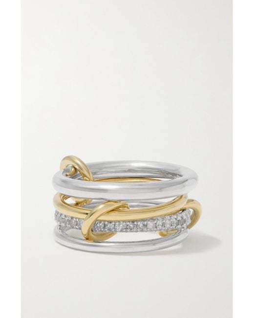 Spinelli Kilcollin Metallic Nimbus Set Of Four Sterling And 18-Karat Diamond Rings
