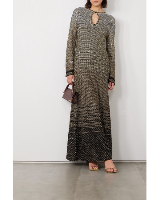 Missoni Sequined Striped Metallic Crochetknit Maxi Dress Lyst