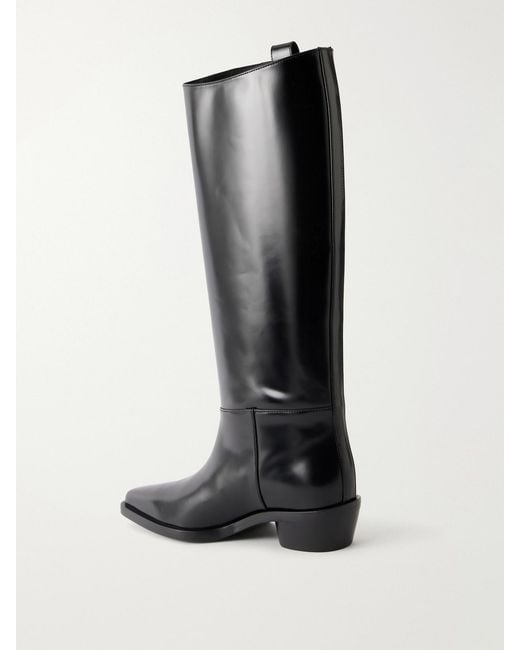 Proenza Schouler Black Bronco Grommet Embellished Leather Knee-High Boots