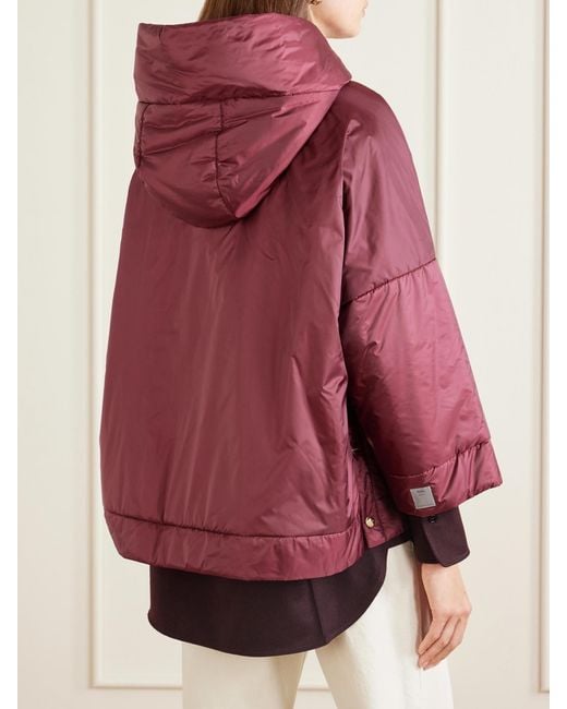 Max Mara Red Padded Hooded Shell Jacket