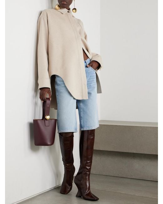 Loewe Natural Leather-Trimmed Wool And Cashmere-Blend Jacket