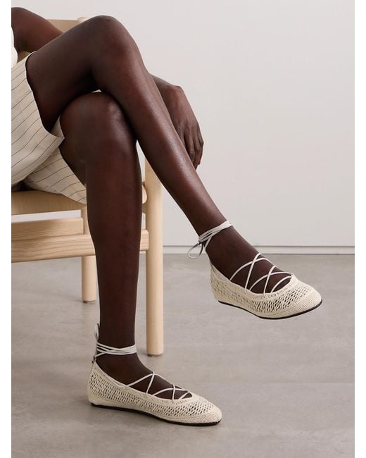 Isabel Marant Natural Belna Leather-Trimmed Crocheted Ballet Flats