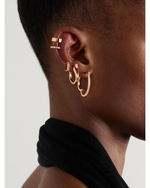 Repossi Natural Antifer Heart Large Einzelne Creole Aus 18 Karat Roségold Mit Diamanten