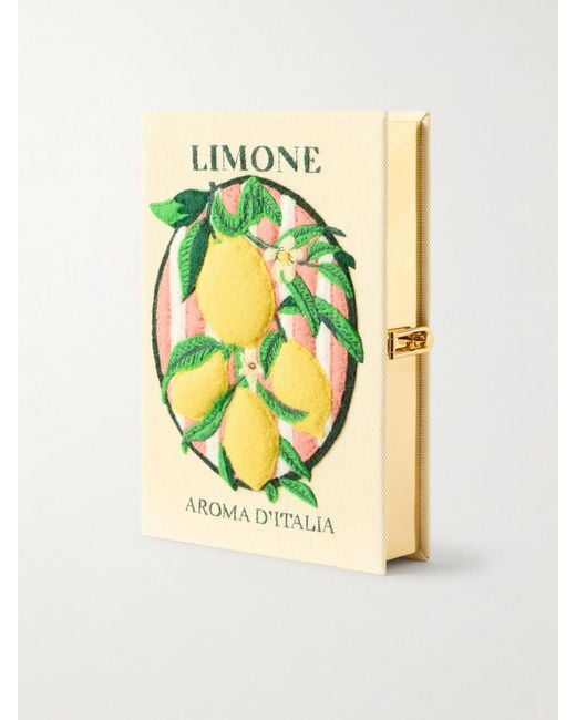 Olympia Le-Tan Metallic Aroma D'Italia Appliquéd Embroidered Canvas Clutch