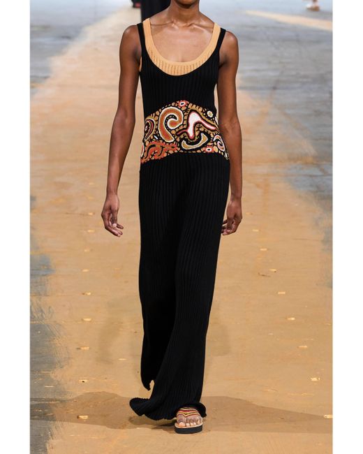 Gabriela Hearst Black Mila Crochet-Paneled Ribbed Cashmere And Silk-Blend Maxi Dress