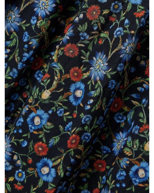 Doen Blue Bijou Midikleid Aus Biobaumwoll-Voile Mit Blumenprint Und Raffungen