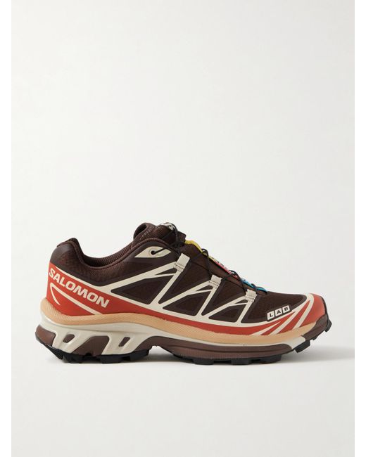 Salomon Brown Xt-6 Rubber-Trimmed Mesh Sneakers