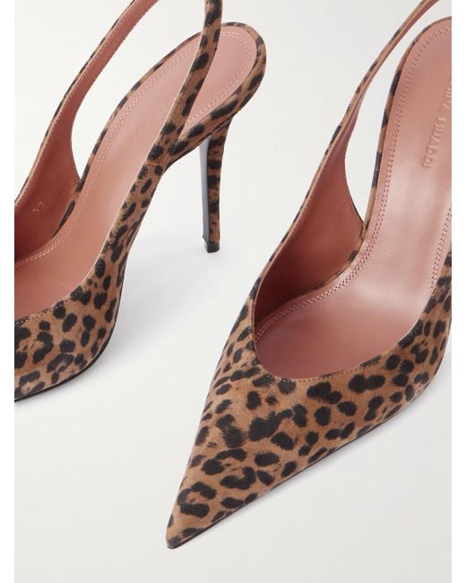 AMINA MUADDI Multicolor Anok Leopard-Print Suede Slingback Pumps