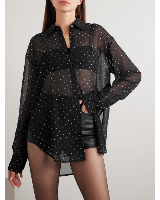 Frankie Shop Black Peri Hemd Aus Georgette Mit Punkten