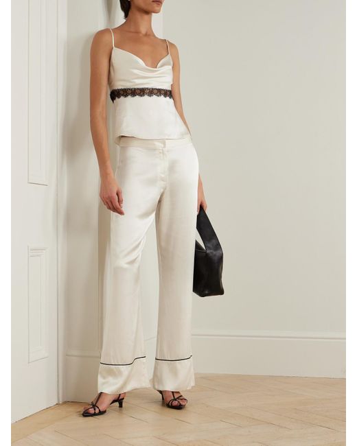 Kiki de Montparnasse Natural Lace-Trimmed Silk-Charmeuse Camisole