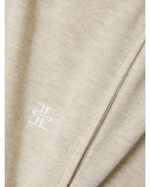 ÉTERNE Natural Embroidered French Cotton-Blend Terry Wide-Leg Sweatpants