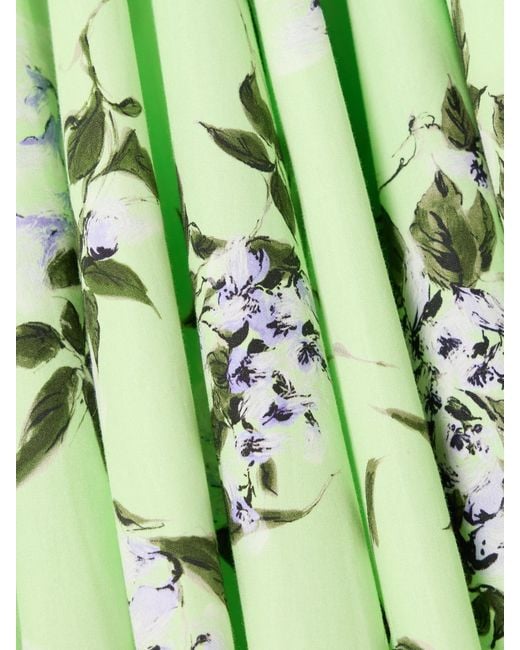 Emilia Wickstead Green Rhea Floral-Print Cotton-Poplin Midi Skirt