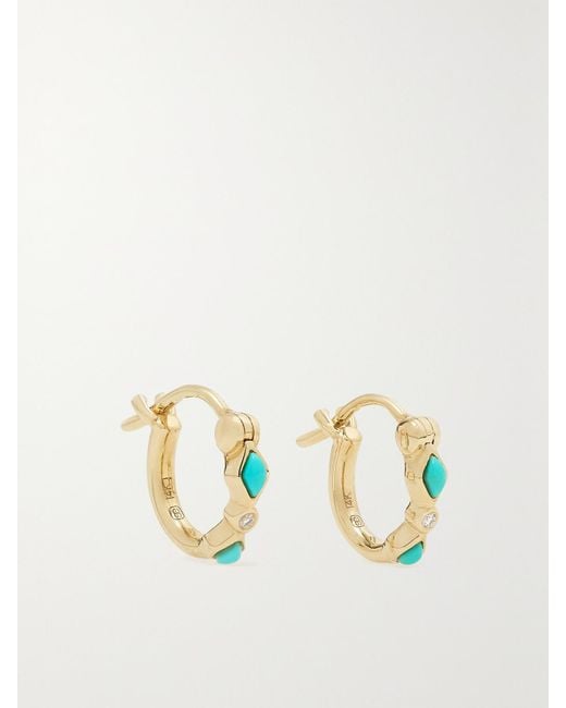 Sydney Evan Metallic 14-Karat, And Diamond Hoop Earrings